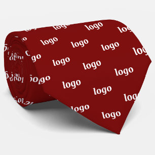 Simple Logo Pattern Dark Red Burgundy Business Tie