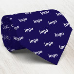 Simple Logo Pattern Navy Blue Business Tie<br><div class="desc">Simple logo pattern design business branding professional tie for your staff and employee uniforms,  or to promote your business at corporate events,  trade shows,  sales meetings and consultations.</div>