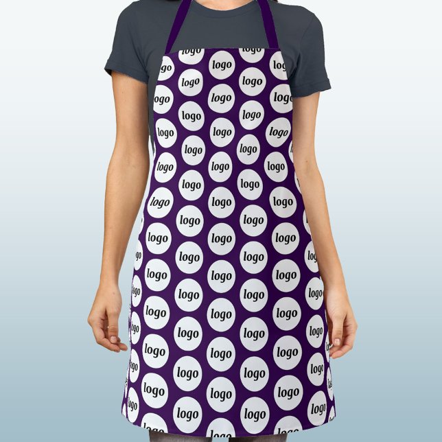 Simple Logo Pattern Promotional Plum Purple Apron (Simple logo pattern business promotional dark purple apron)