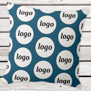 Simple Logo Pattern Teal Green Throw Pillow