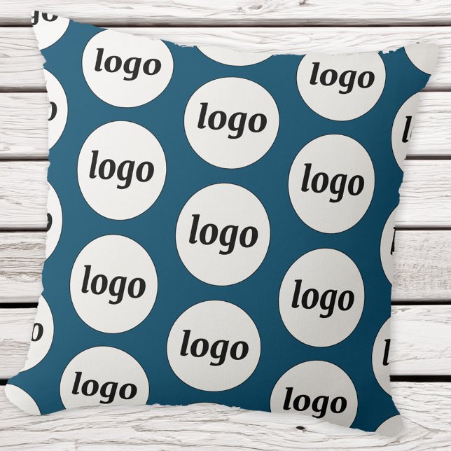 Simple Logo Pattern Teal Green Throw Pillow (Simple logo pattern business branding promotional teal green throw pillow)