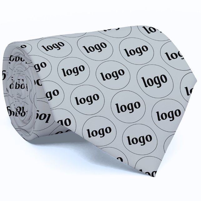 Simple Logo Patternn Business Neck Tie (Powder blue logo pattern promotional business branding neck tie)