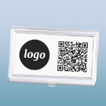 Simple Logo Promotional Business QR Code Business Card Holder<br><div class="desc">Simple logo and QR code to promote your business.  Replace the logo and QR code with your own to customize.  Minimalist and professional to reflect your brand.</div>