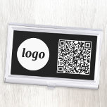 Simple Logo Promotional Business QR Code Business Card Holder<br><div class="desc">Simple logo and QR code to promote your business.  Replace the logo and QR code with your own to customize.  Minimalist and professional to reflect your brand.</div>