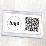 Simple Logo Promotional Business QR Code Business Card Holder<br><div class="desc">Simple logo and QR code to promote your business.  Replace the logo and QR code with your own to customize.  Minimalist and professional to reflect your brand.</div>