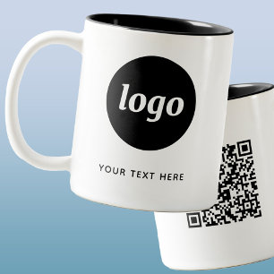 Simple Logo QR Code and Text Business Promotional Two-Tone Coffee Mug