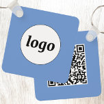 Simple Logo QR Code Blue Business Keychain<br><div class="desc">Add your own logo and QR code to this striking minimalist professional design. Change the background colour in the Design Tool, or email squirrell@rocketmail.com for assistance with colour changes. Great for employee branding, or as a promotional product for your employees, clients and customers. Ideal for a trade show or corporate...</div>