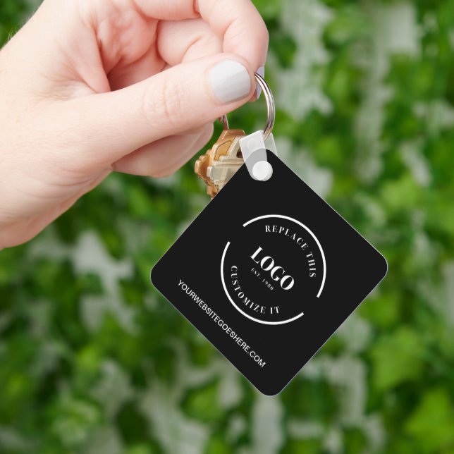 Simple logo QR code business black and white  Keychain (Hand)