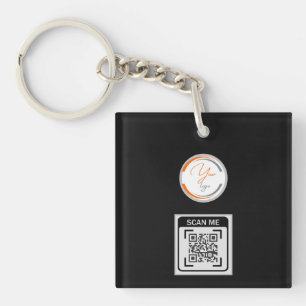 Simple Logo QR Code Business Black Keychain