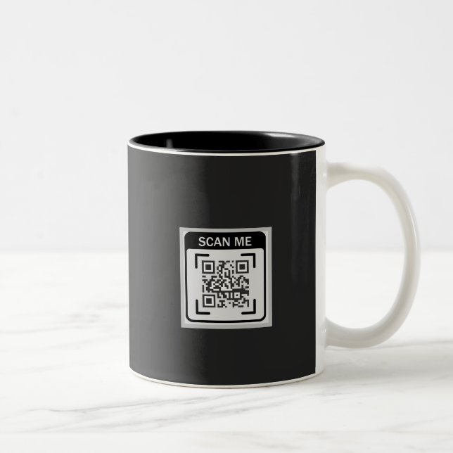 Simple Logo QR Code Business Black Two-Tone Coffee Mug (Right)