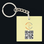 Simple Logo QR Code Business Light Yellow Keychain<br><div class="desc">Add your own logo and QR code to this striking minimalist professional design. Great for employee branding,  or as a promotional product for your employees,  clients and customers.</div>