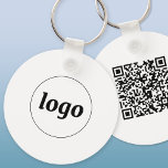 Simple Logo QR Code Business Promotional Keychain<br><div class="desc">Add your own logo and QR code to this striking minimalist professional design.   Great for employee branding,  or as a promotional product for your employees,  clients and customers. Ideal for corporate events and trade show giveaway merch.</div>