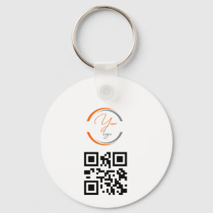 Simple Logo QR Code Business White Keychain