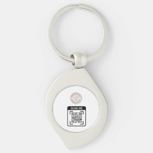 Simple Logo QR Code Business White Keychain
