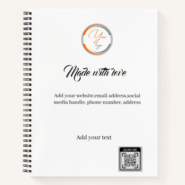 Simple Logo QR Code Business white Notebook (Front)