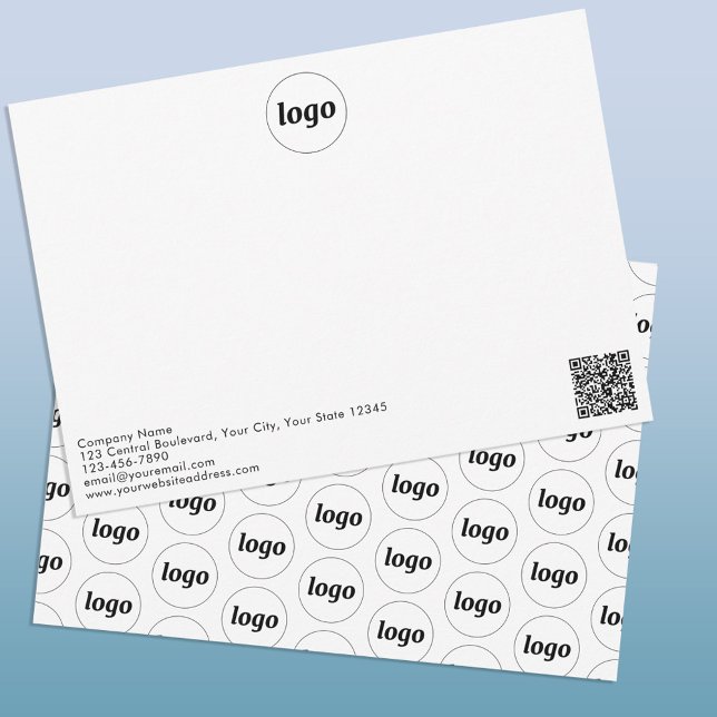 Simple Logo QR Code Professional Card (Logo QR code custom text promotional business notecard)