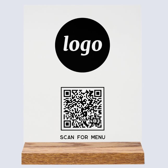 Simple Logo QR code Scan For Menu Business (Logo QR code Scan for menu acrylic sign for cafe bar restaurant and other business)