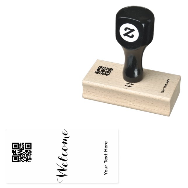 Simple Logo 'QR Code' Text Business Promotional Rubber Stamp (Stamped)