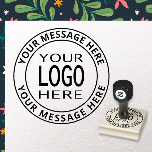 Simple Logo Replacement & Bold Customizable Text Rubber Stamp