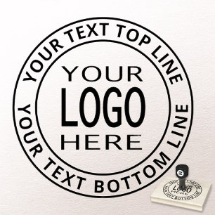 Simple Logo Replacement & Bold Customizable Text Rubber Stamp