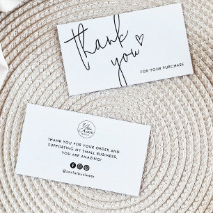 Simple Logo Social Media Heart Script Thank You  Business Card