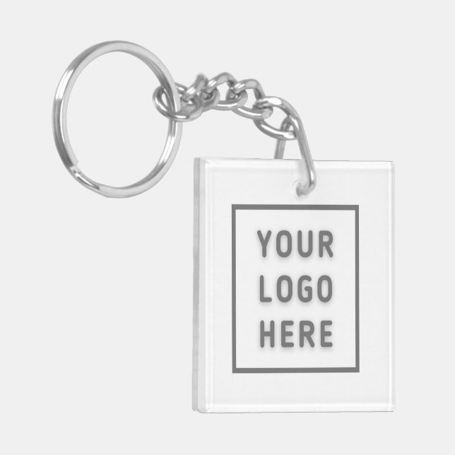 Simple Logo Template Business Promo Swag White Keychain (Front Left)