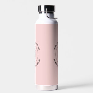 Simple Logo Text Blush Pink Business Branding Water Bottle