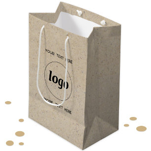 Simple Logo Text Business Branding Brown Paper Medium Gift Bag