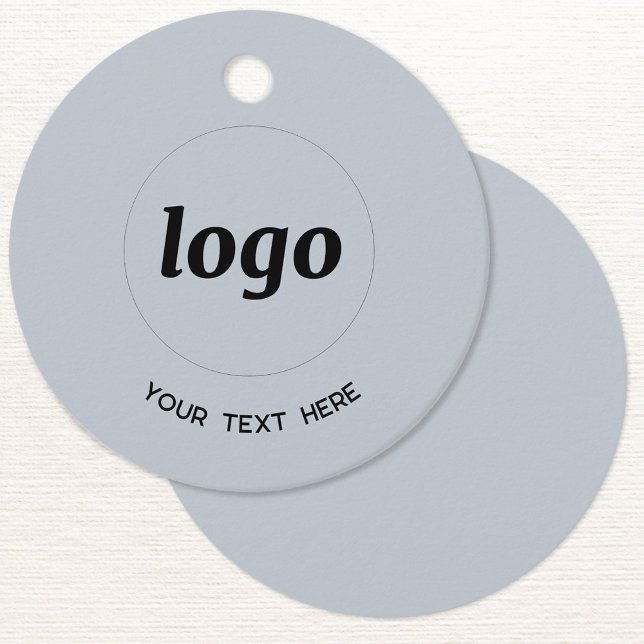 Simple Logo Text Business Powder Blue Price Tag (Logo with QR code promotional business powder blue hang or price tags)