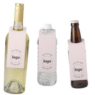 Simple Logo Text Business Promotional Blush Pink Bottle Tag