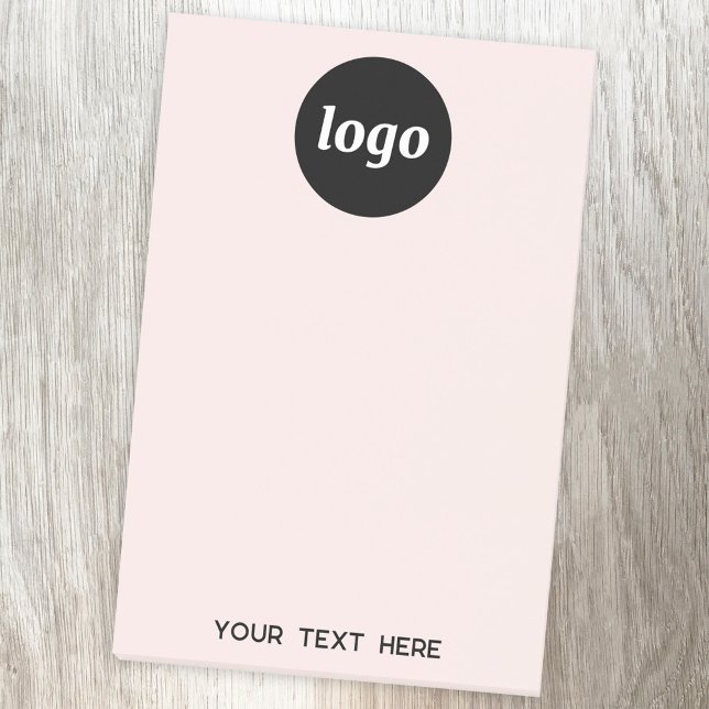 Simple Logo Text Business Promotional Blush Pink Post-it Notes (Logo with custom text business promotional Post-It sticky notes)