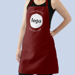 Simple Logo Text Business Promotional Burgundy Apron<br><div class="desc">Add your own logo and choice of text to this design.  Remove the top or lower text if you prefer.  Minimalist and professional.  Great for employee uniform branding,  or as a promotional product for your clients and customers.</div>