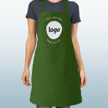 Simple Logo Text Business Promotional Forest Green Apron<br><div class="desc">Add your own logo and choice of text to this design.  Remove the top or lower text if you prefer.  Minimalist and professional.  Great for employee uniform branding,  or as a promotional product for your clients and customers.</div>