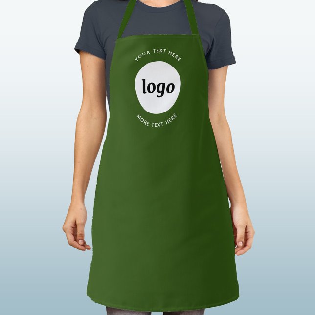 Simple Logo Text Business Promotional Forest Green Apron (Simple logo with custom text business branding promotional green apron)