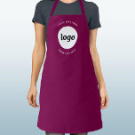 Simple Logo Text Business Promotional Magenta Pink Apron<br><div class="desc">Add your own logo and choice of text to this design.  Remove the top or lower text if you prefer.  Minimalist and professional.  Great for employee uniform branding,  or as a promotional product for your clients and customers.</div>