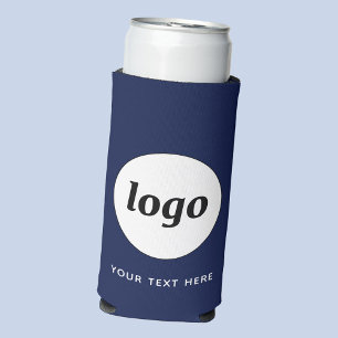 Simple Logo Text Business Promotional Navy Blue Seltzer Can Cooler