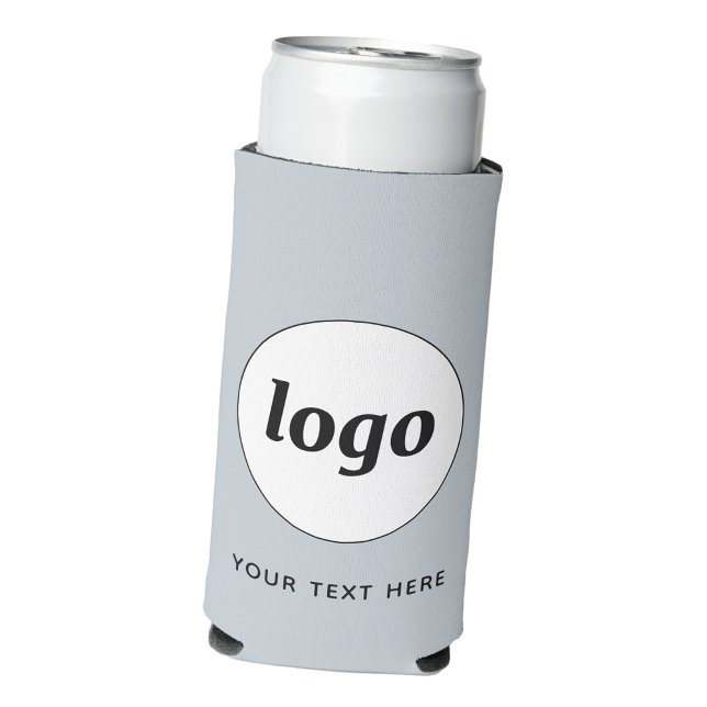 Simple Logo Text Business Promotional Powder Blue Seltzer Can Cooler (Simple logo with custom text business branding promotional seltzer can cooler in pale powder blue)