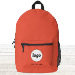 Simple Logo Text Promotional Business Orange Printed Backpack<br><div class="desc">Add your own logo and choice of text to this design. Remove the text if you prefer. Minimalist and professional. Great for a promotional product for your clients and customers. For other versions, see the collection.</div>