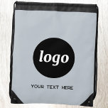 Simple Logo Text Promotional Business Powder Blue Drawstring Bag<br><div class="desc">Add your own logo and choice of text to this design.  Remove the text if you prefer.  Minimalist and professional.  Great for a promotional product for your clients and customers. For other versions,  see the collection.</div>