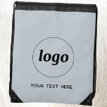 Simple Logo Text Promotional Business Powder Blue Drawstring Bag<br><div class="desc">Add your own logo and choice of text to this design.  Remove the text if you prefer.  Minimalist and professional.  Great for a promotional product for your clients and customers. For other versions,  see the collection.</div>