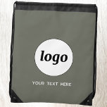 Simple Logo Text Promotional Business Sage Green Drawstring Bag<br><div class="desc">Add your own logo and choice of text to this design.  Remove the text if you prefer.  Minimalist and professional.  Great for a promotional product for your clients and customers. For other versions,  see the collection.</div>