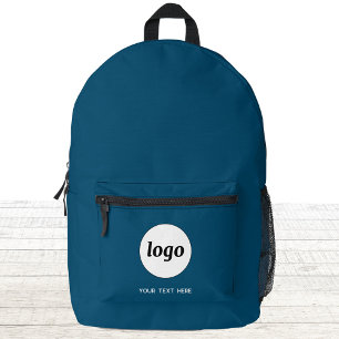 Simple Logo Text Promotional Business Teal Green Printed Backpack