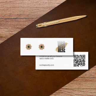 Simple Logo White Earring Display with QR Code Mini Business Card