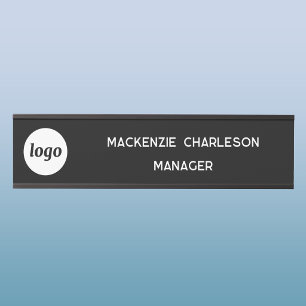 Simple Logo with Custom Text Black Business Door Sign