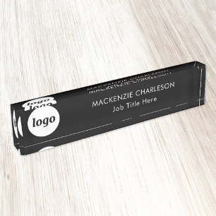 Simple Logo with Custom Text Black Business Nameplate
