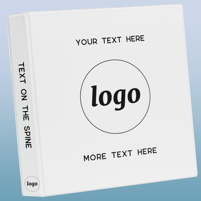 Simple Logo With Text Business Binder (Simple minimalist logo and custom text business promotional 3 ring binder)