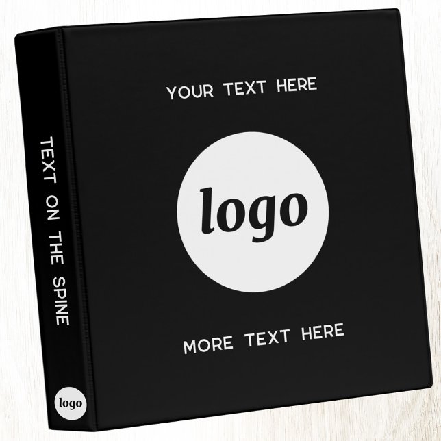 Simple Logo With Text Business Black Binder (Logo and custom text promotiobnal business 3 ring binder)
