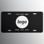 Simple Logo With Text Business Black License Plate<br><div class="desc">Add your own logo and choice of text to this design,  and change the background colour in the Design Tool.  Remove the top or lower text if you prefer.  Minimalist and professional.</div>