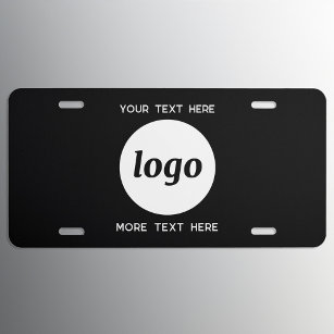 Simple Logo With Text Business Black License Plate