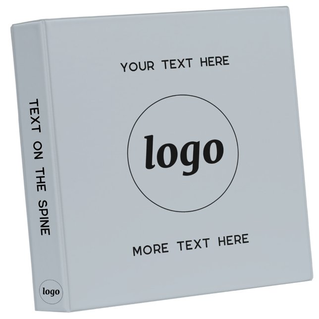 Simple Logo With Text Business Blue Binder (Logo with custom text light dusty powder blue business promotional branded binder)